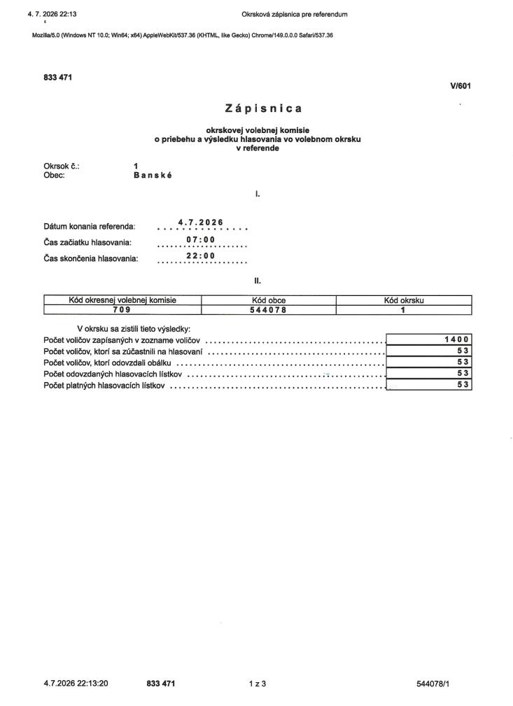 Zápisnica z REFERENDA 2026 Zápisnica z REFERENDA 2026